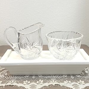 Vintage Pinwheel with star Crystal Cream and Sugar Set